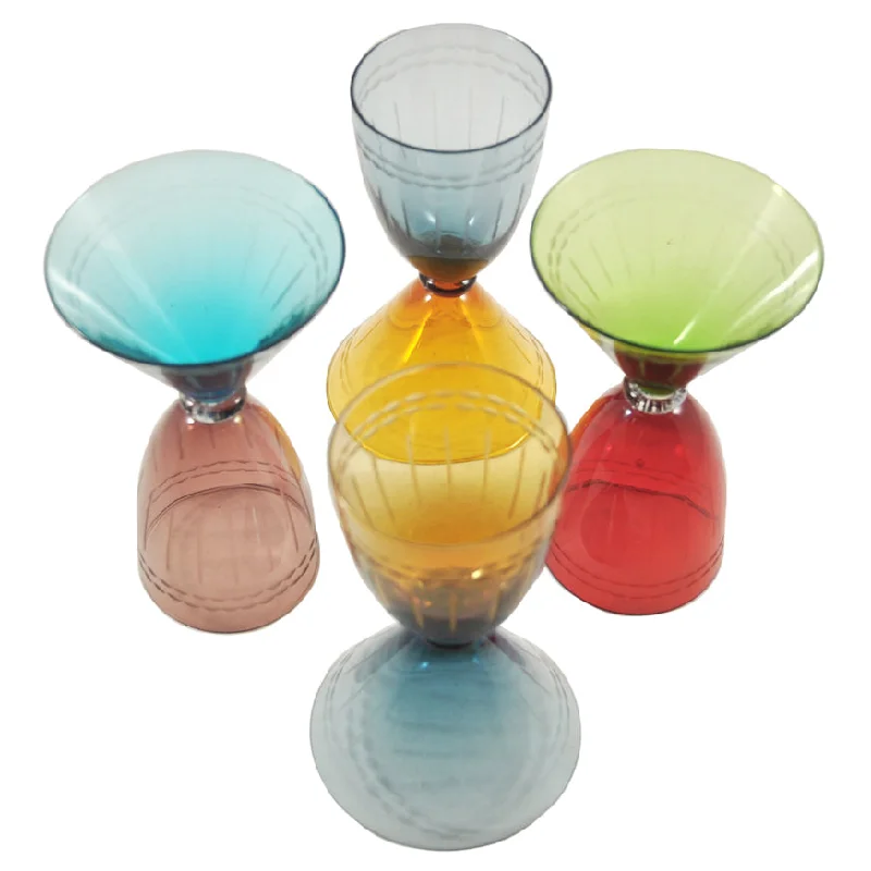 Multi Color Etched Double Sided Cocktail Glasses