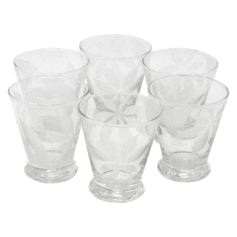 Clear Frosted Flower Footed Single Old Fashioned Glasses