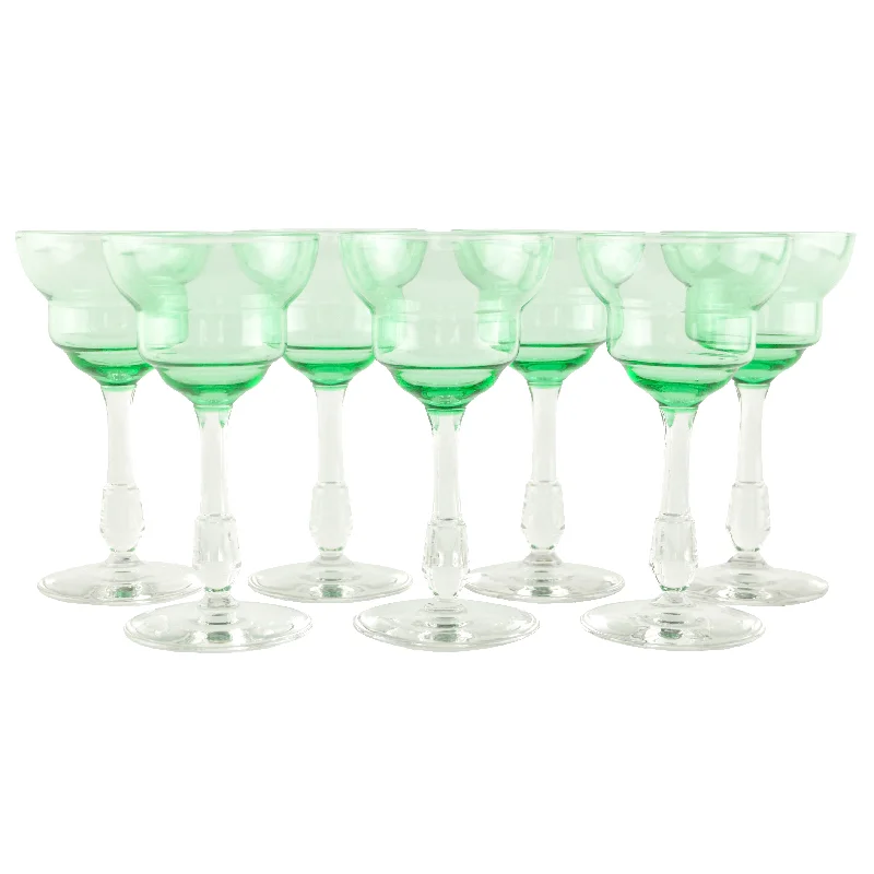 Green Cup Clear Stem Cocktail Glasses