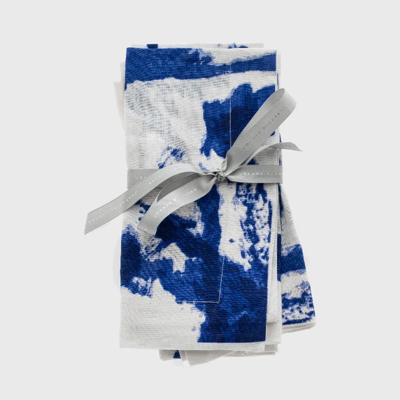 Brushstroke dinner napkins, blue, set of two