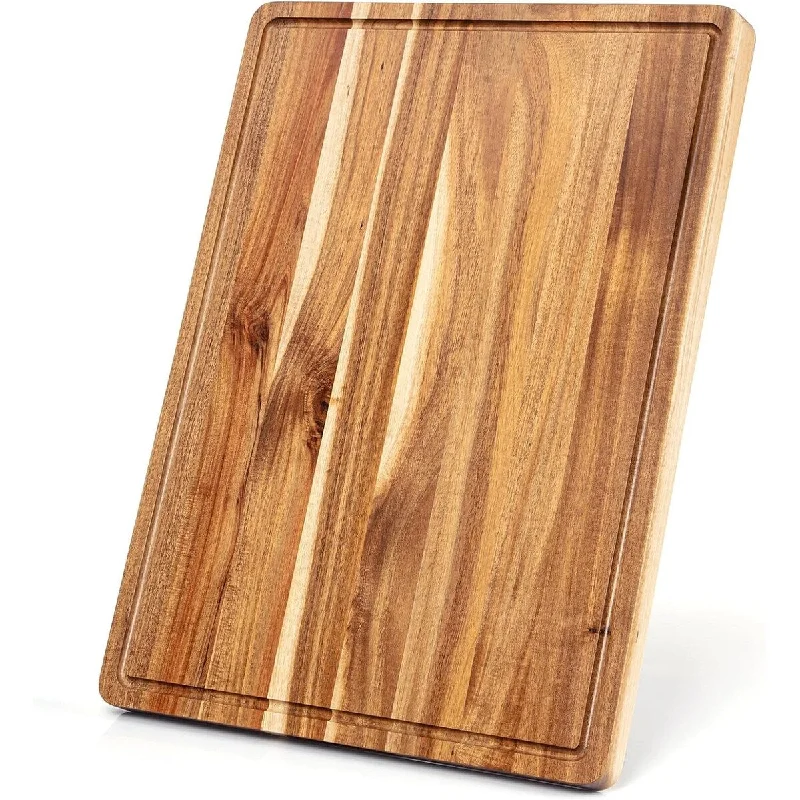 Acacia Wood Cutting Board, Butcher Block Cutting Board with Handle Juice Groove for Kitchen