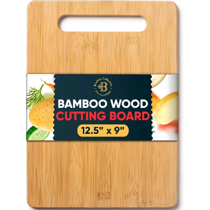 Bamboo Cutting Board, Wooden Kitchen Chopping Board for Food Prep, Chopping, Carving Meat, Fruits Vegetables, 12.5" x 9"