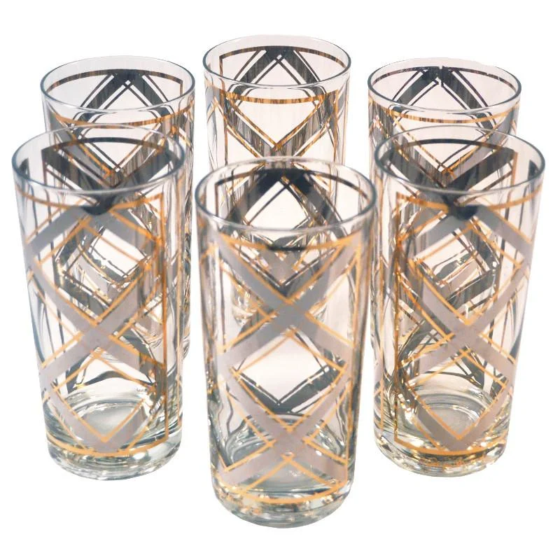 Georges Briard Silver & Gold Collins Glasses