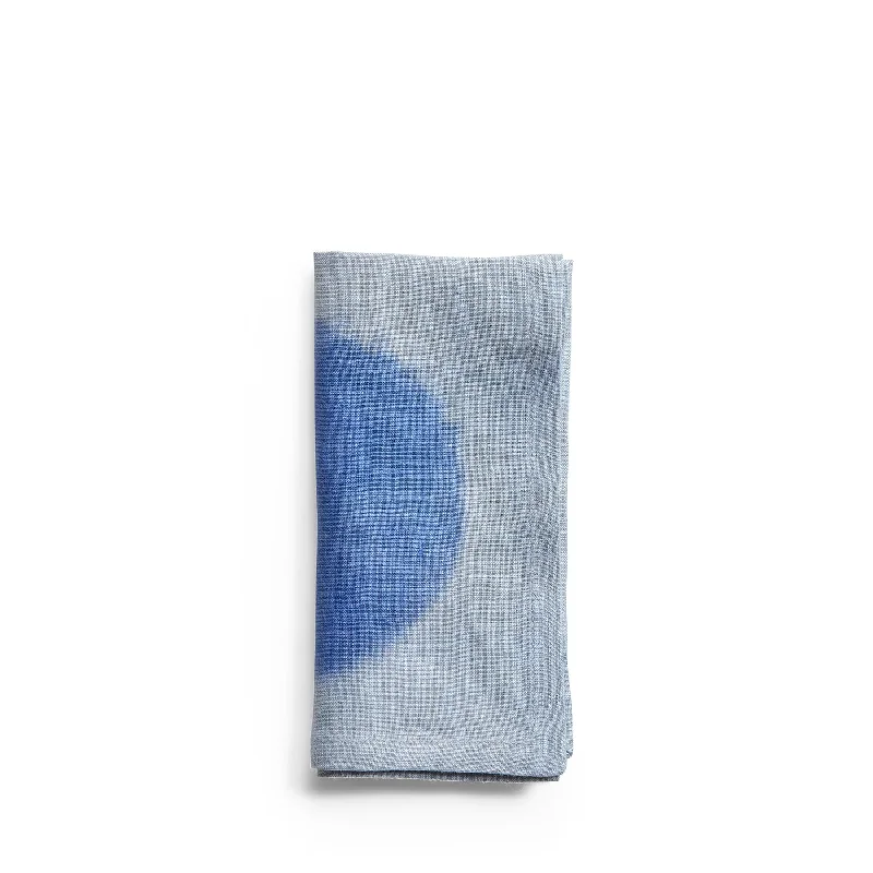 Hand-Painted Linen Napkin in Ultramarine Circle