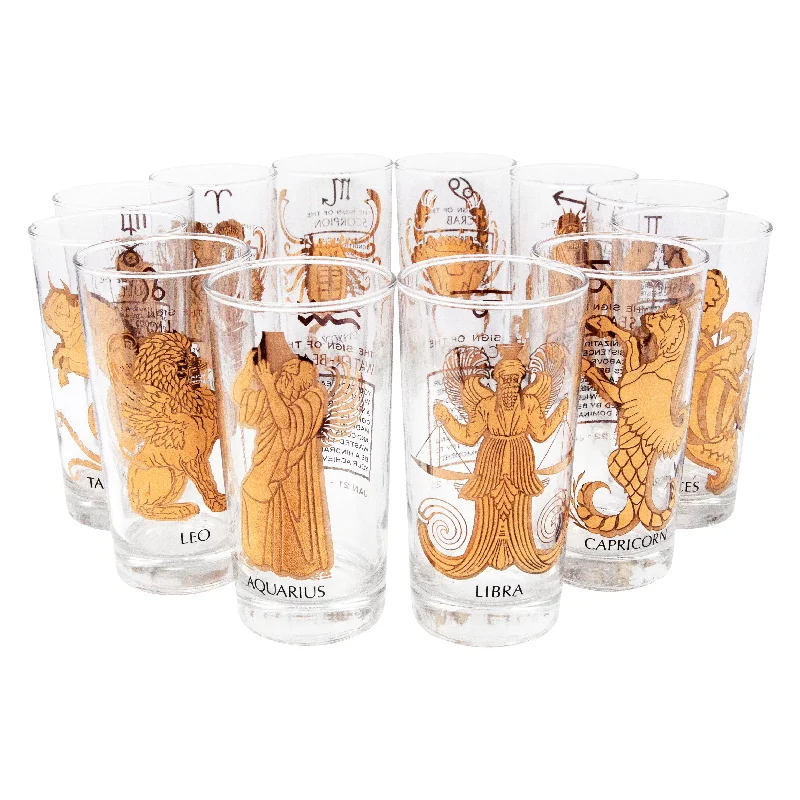 Gold Zodiac Sun Signs Collins Glasses