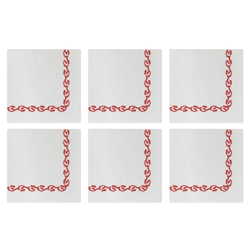 Papersoft Napkins Florentine Red Cocktail Napkins (Pack of 20) - Set of 6