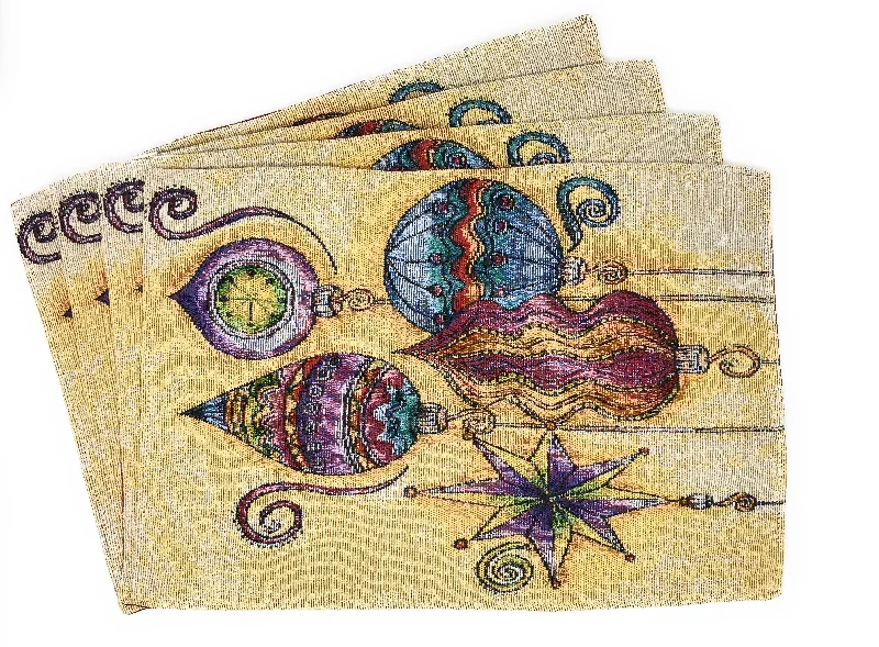 DaDa Bedding Set of 4-Pieces Starry Bohemian Lantern Ornaments Christmas Tapestry Placemats 13” x 19” (14916)