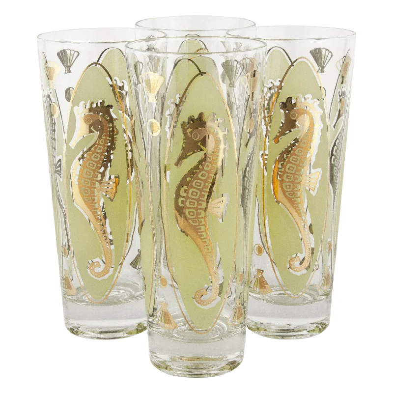 Fred Press Yellow & Gold Seahorse Tapered Collins Glasses