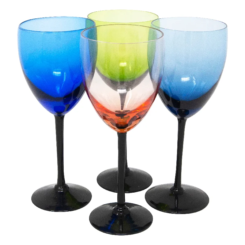 Multicolored Handblown Wine Glasses