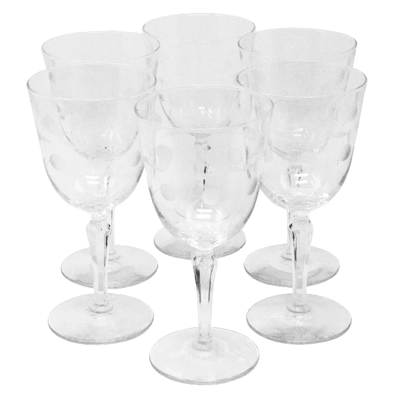 Etched Cherries and Stems Crystal Wine Glasses