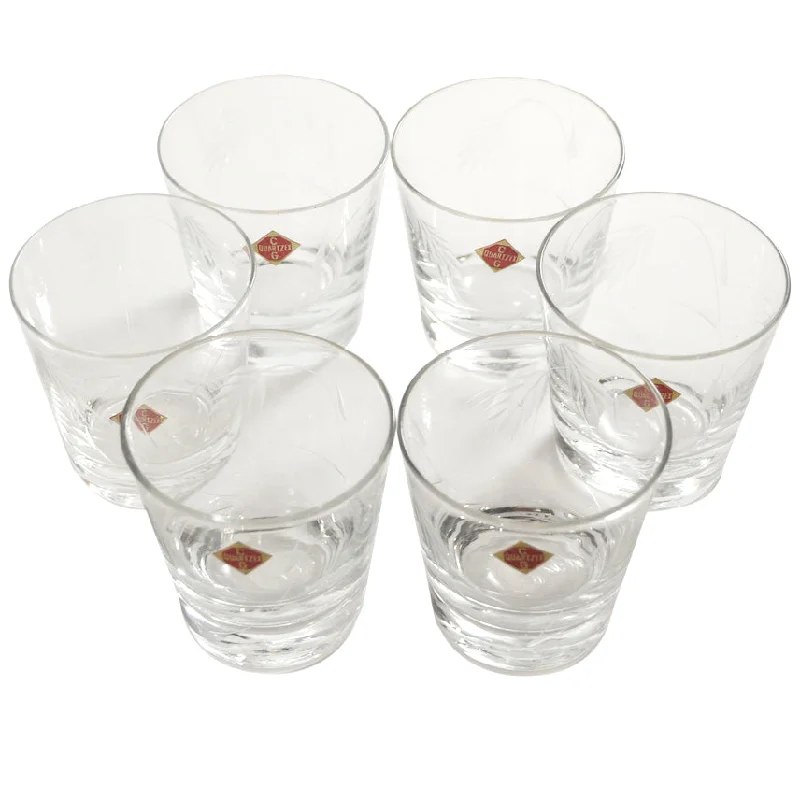 CG Quartex Etched Wheat Rocks Glasses