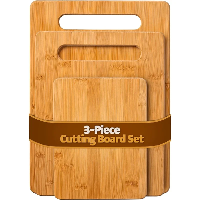 Bamboo Cutting Board Set - Wooden cutting board, Assorted Sizes of Bamboo Wood Cutting Boards & Chopping Board for Kitchen