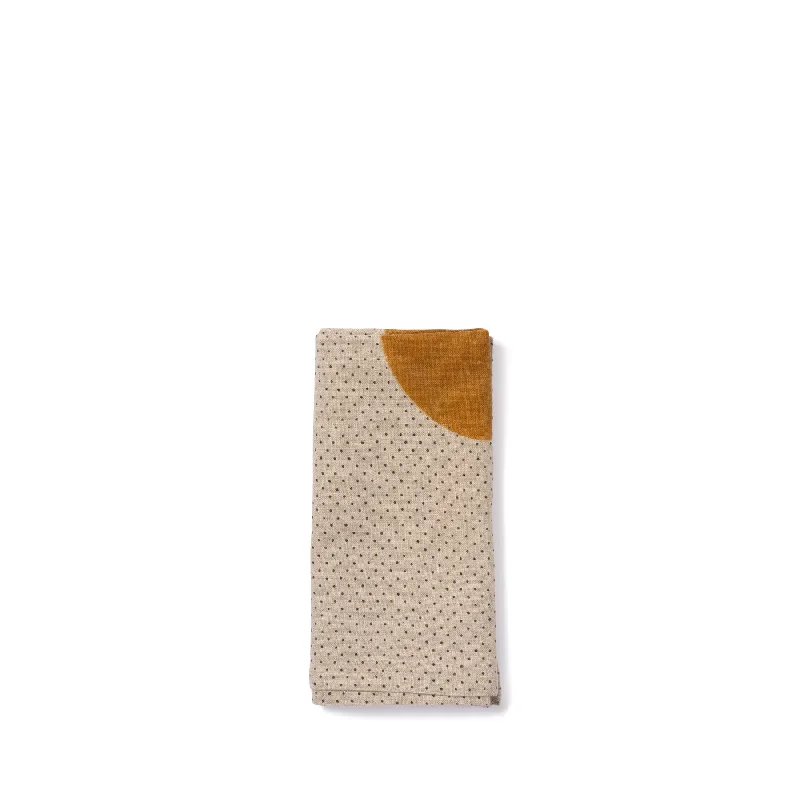 Moonphase Napkin in Ochre with Black Dot