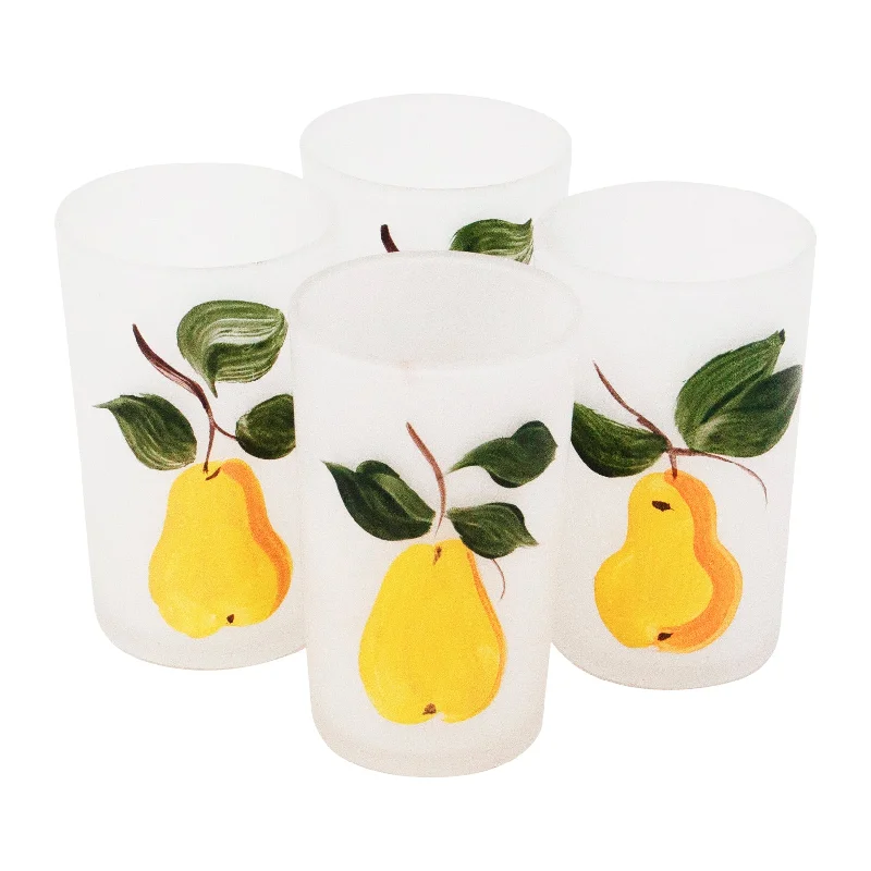 Hand Painted Pears Glasses