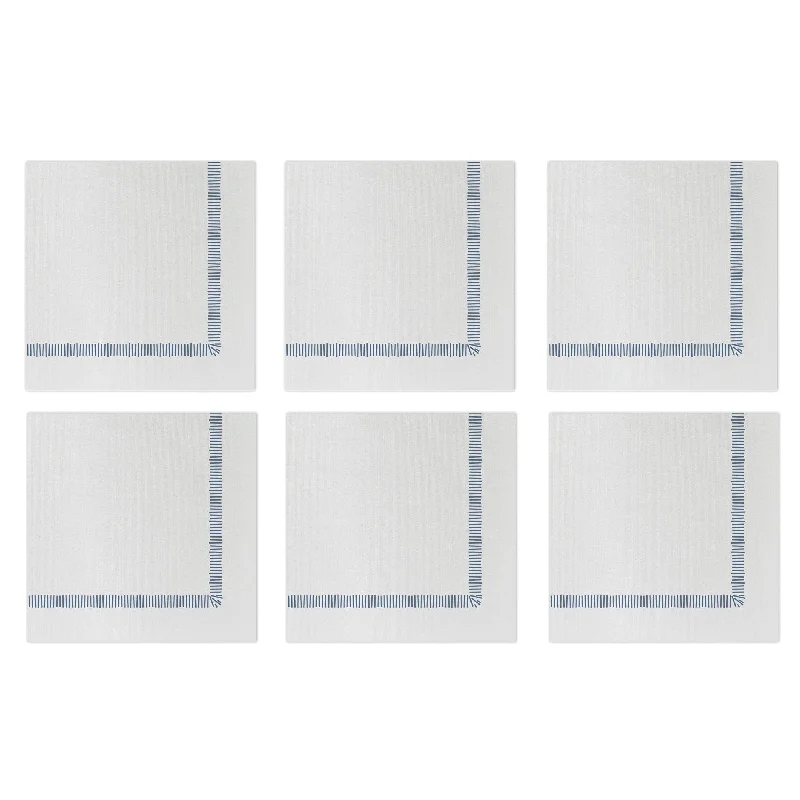 Papersoft Napkins Fringe Blue Cocktail Napkins (Pack of 20) - Set of 6