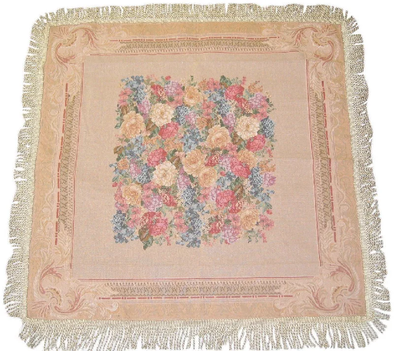 DaDa Bedding Breath of Spring Floral Beige Intricate Ornate Square Tapestry Table Cloth