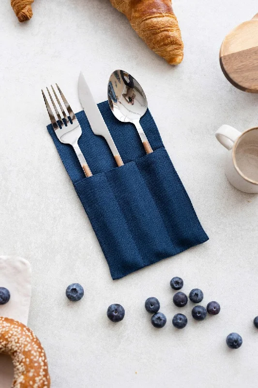 Linen Cutlery Holders Set of 2 In Midnight Blue