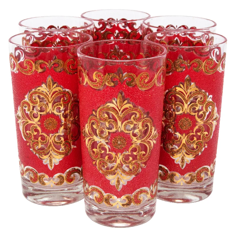 Starlyte Gold & Red Collins Glasses