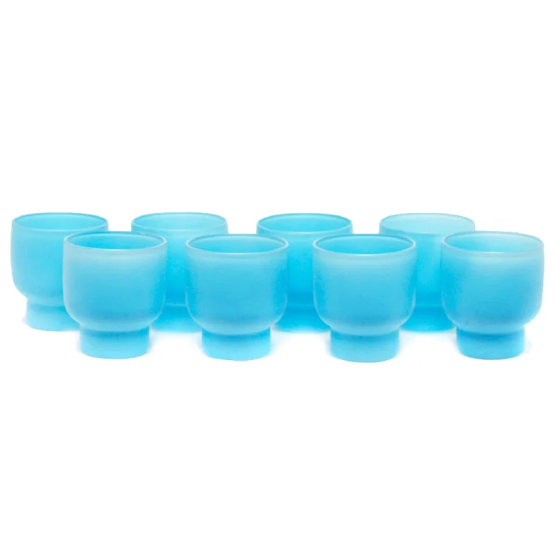 Aqua Blue Frosted Footed Rocks Glasses