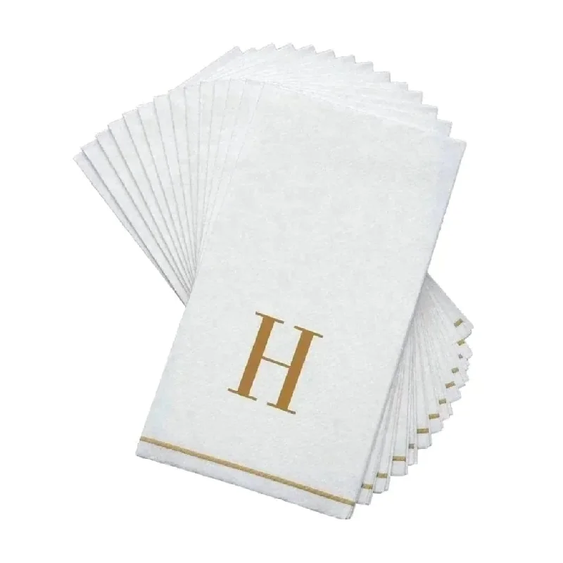 Letter H Gold Monogram Paper Disposable Dinner Napkins | 14 Napkins