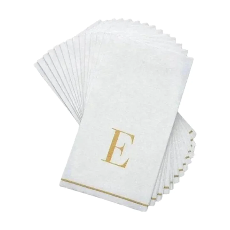 Letter E Gold Monogram Paper Disposable Dinner Napkins | 14 Napkins