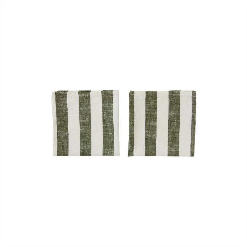 Pack of 2 Striped Napkin in Olive