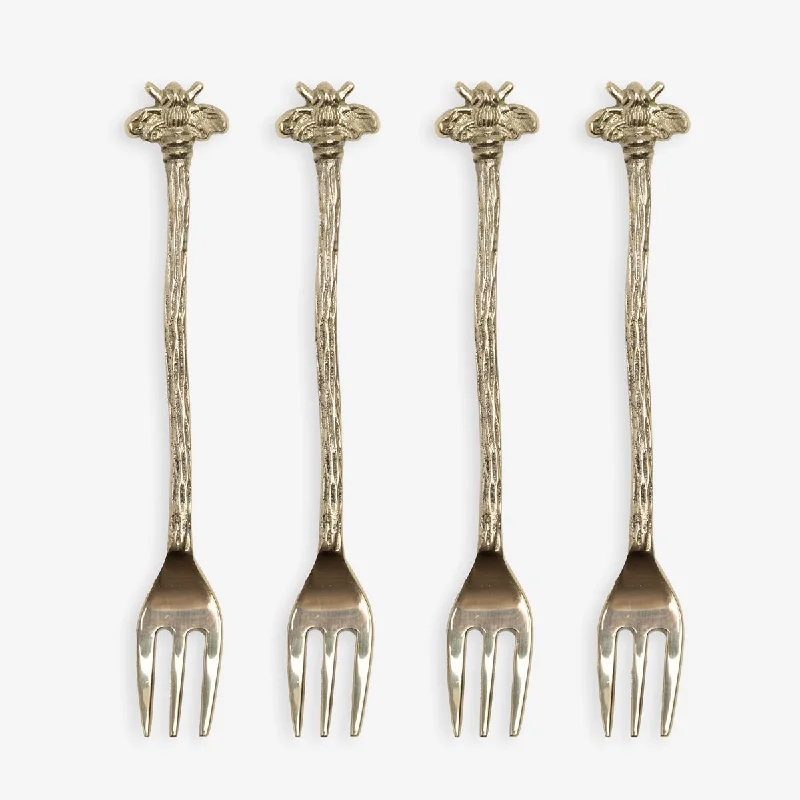 Bee Cake Fork (Set Of 4 Brass)