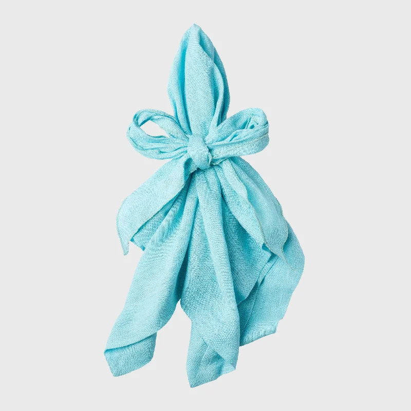 Bow linen napkin, aqua, set of two