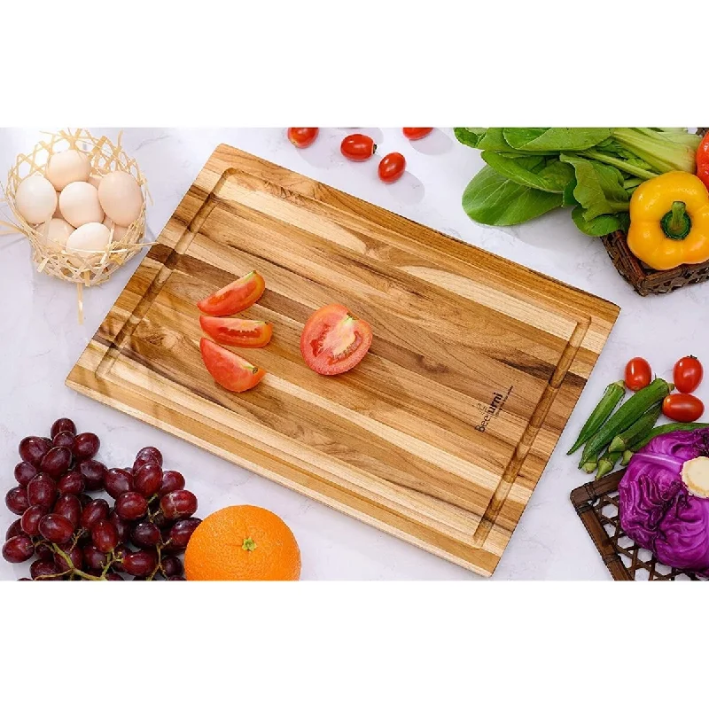 Pack of 10 Pieces 15.5-inch Rectangular Real Teak Wood Cutting Board