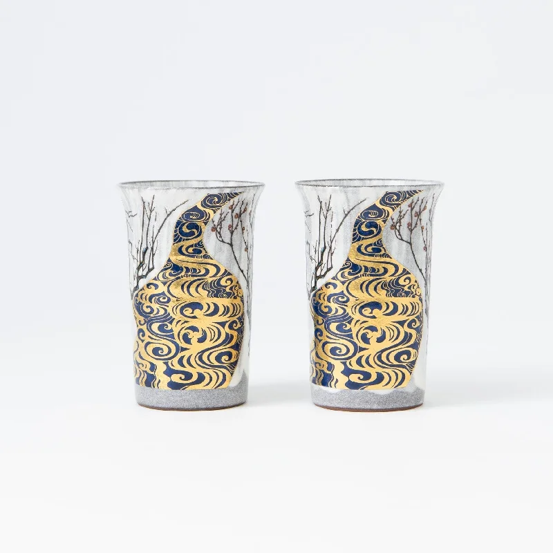 Kinsai Korinbai Kutani Tumbler Pair