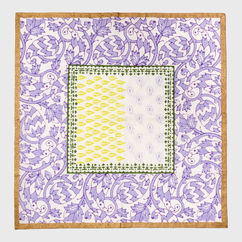 Joyful block print napkin, lilac, set of two