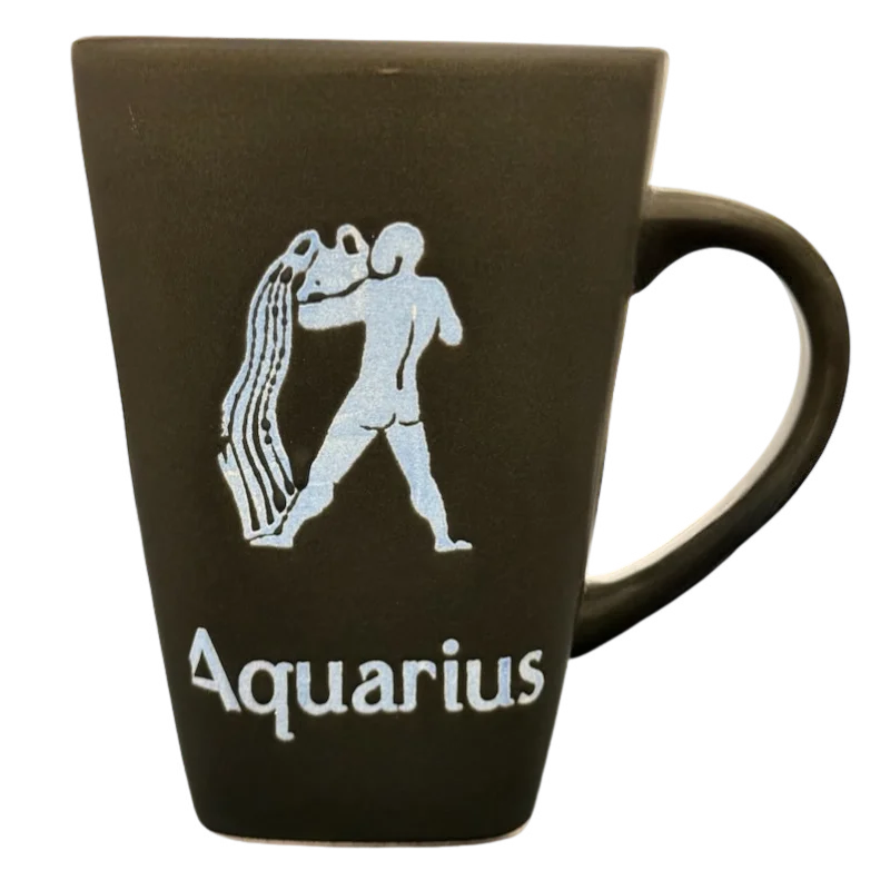 Aquarius Tall Zodiac Etched Square Bottom Blue Interior Mug Fisher