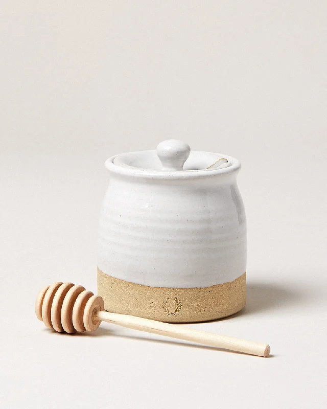 Beehive Honey Pot with Wooden Dipper