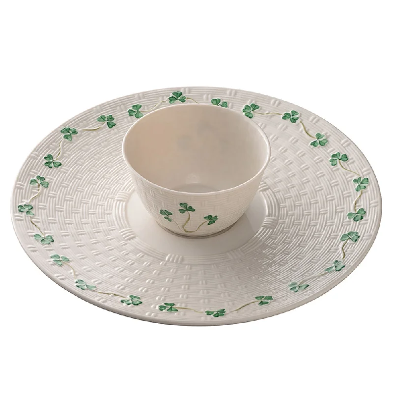 Belleek Classic Shamrock Chip & Dip Set