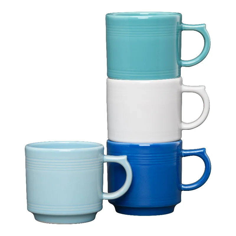 Fiesta 16 OZ Set of 4 Coastal Blues Mixed Stackable Mug Set