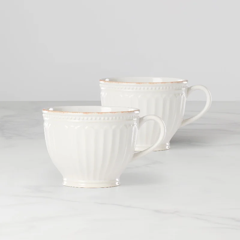 French Perle Groove 2-Piece Latte Mug Set