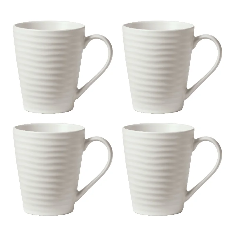 Ridge White Mugs, Set Of 4