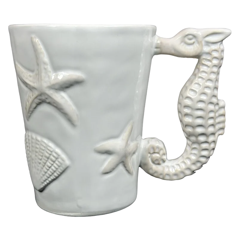 Seahorse Handle Embossed Starfish And Shells Mug Pier 1 Imports