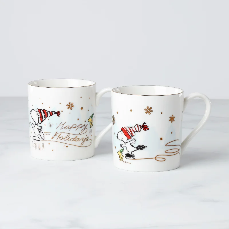 Snoopy Skating Mugs, Set of 2