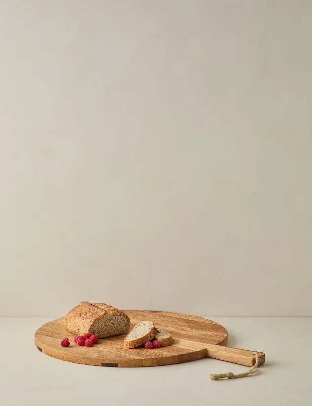 Handcrafted Round Oak Serving Board by etúHOME