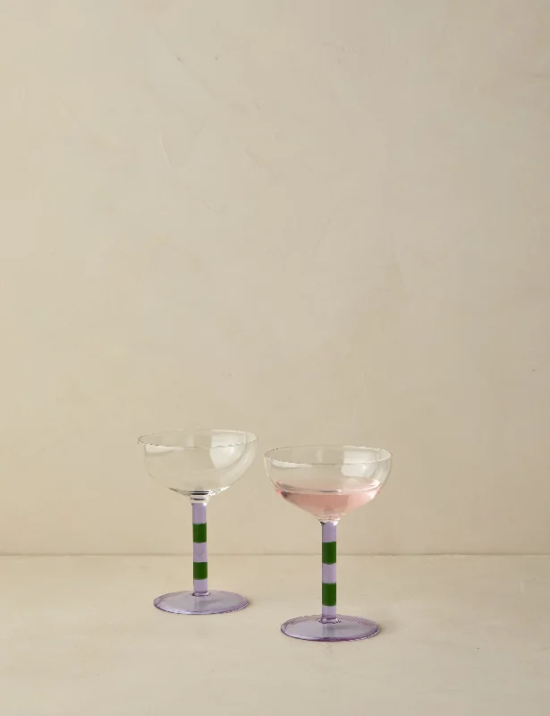 Striped Coupe Glass (Set of 2) by FAZEEK