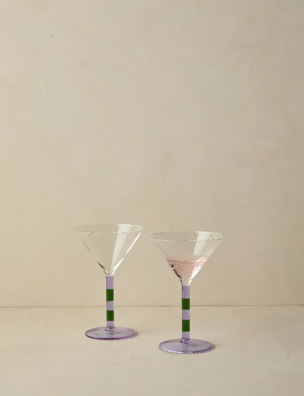 Striped Martini Glass (Set of 2) by FAZEEK