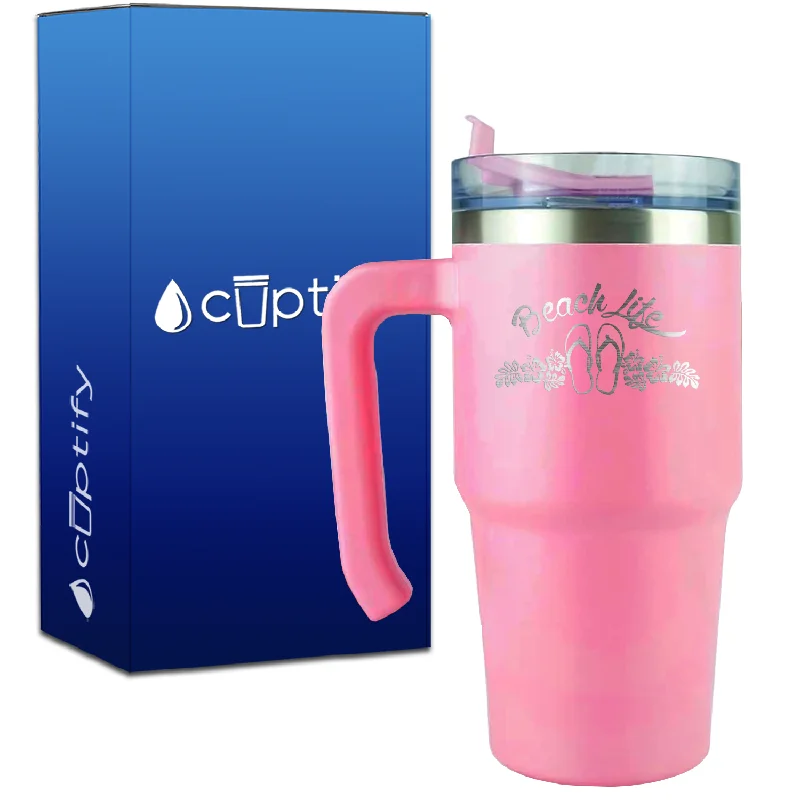 Beach Life Flowers and Sandals on 20oz Beach Life Travel Mug