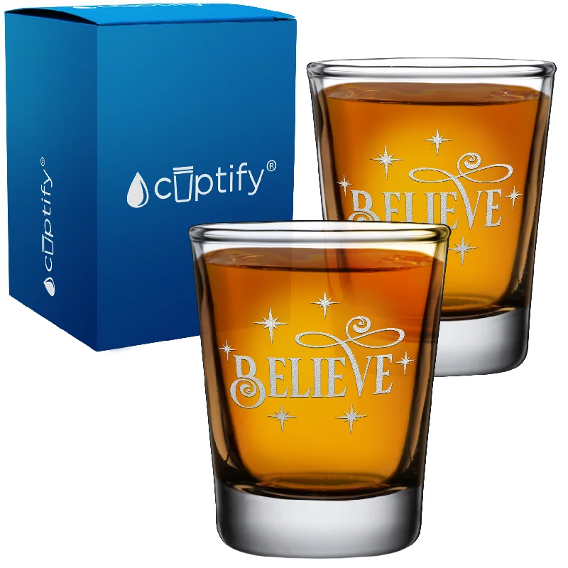 Believe on 2oz Shot Glasses - Set of 2