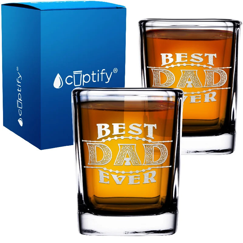 Best Dad Ever Decoration 2oz Square Shot Glasses - Set of 2