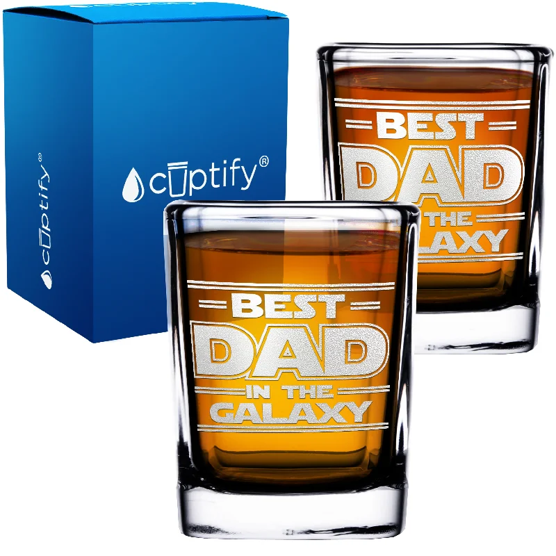 Best Dad in The Galaxy 2oz Square Shot Glasses - Set of 2