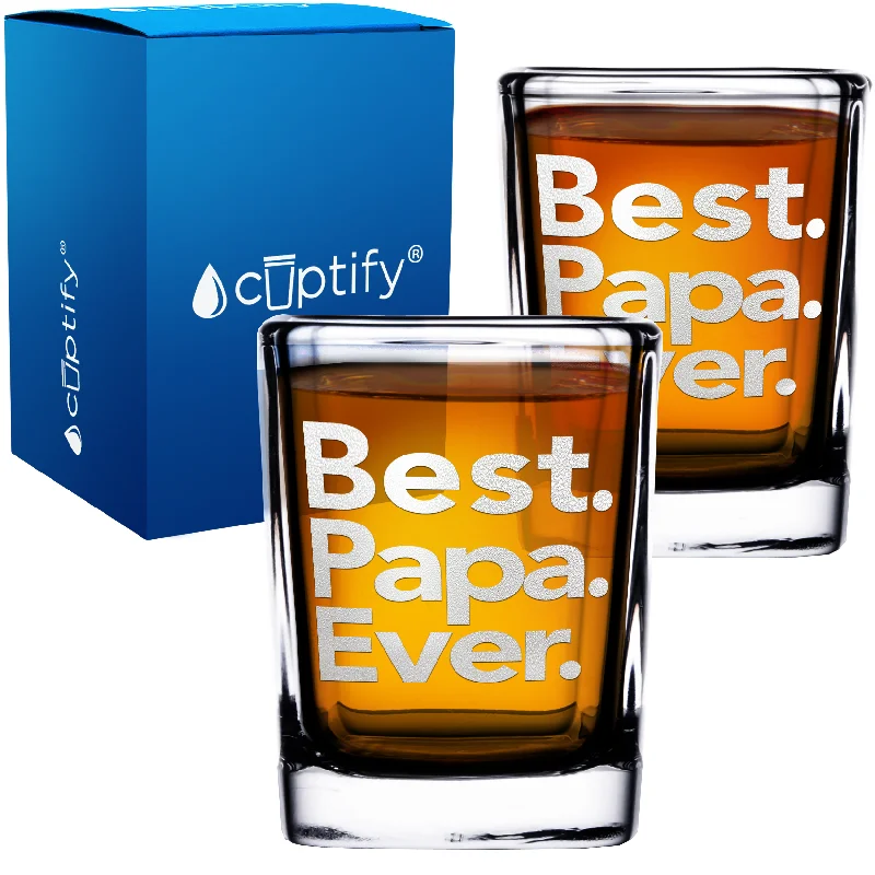 Best Papa Ever 2oz Square Shot Glasses - Set of 2