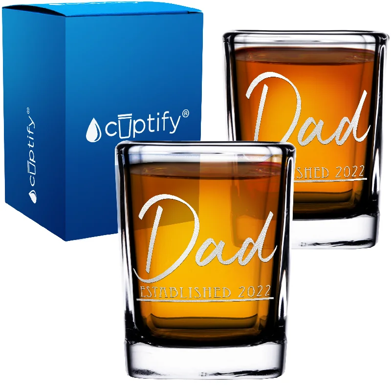 Dad Established 2oz Square Shot Glasses - Set of 2