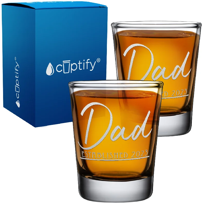 Dad Established 2023 2oz Shot Glasses - Set of 2