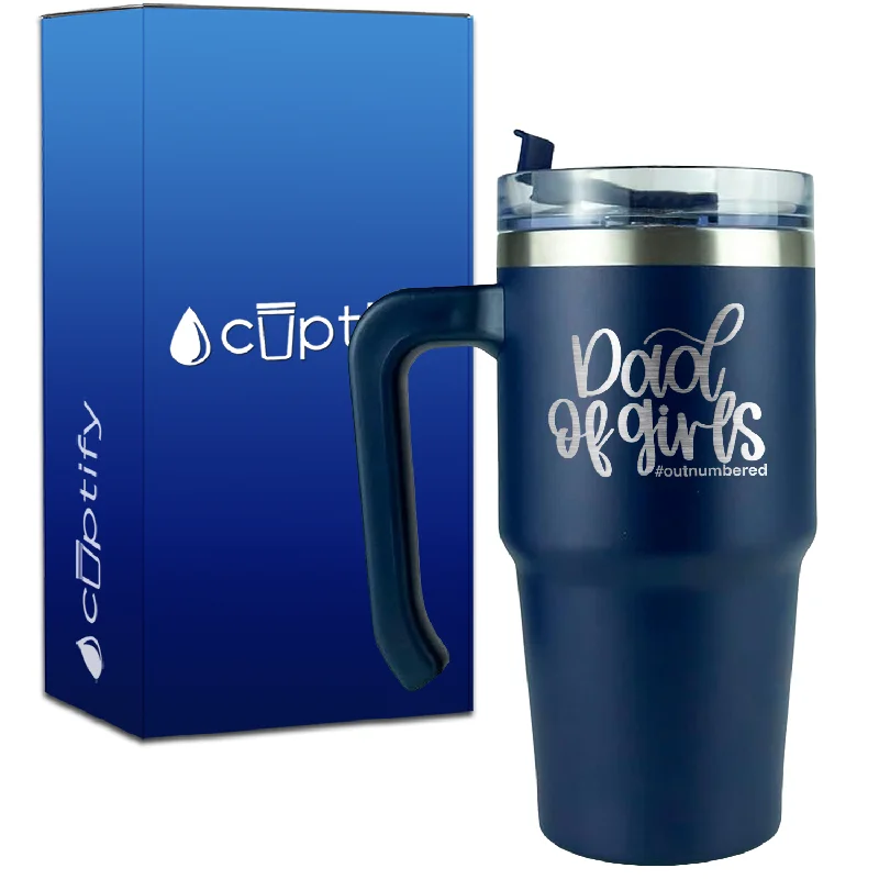 Dad of Girls #outnumbered on 20oz Dad Travel Mug